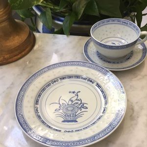 Ling Long Rice Pattern dish, cup/saucer